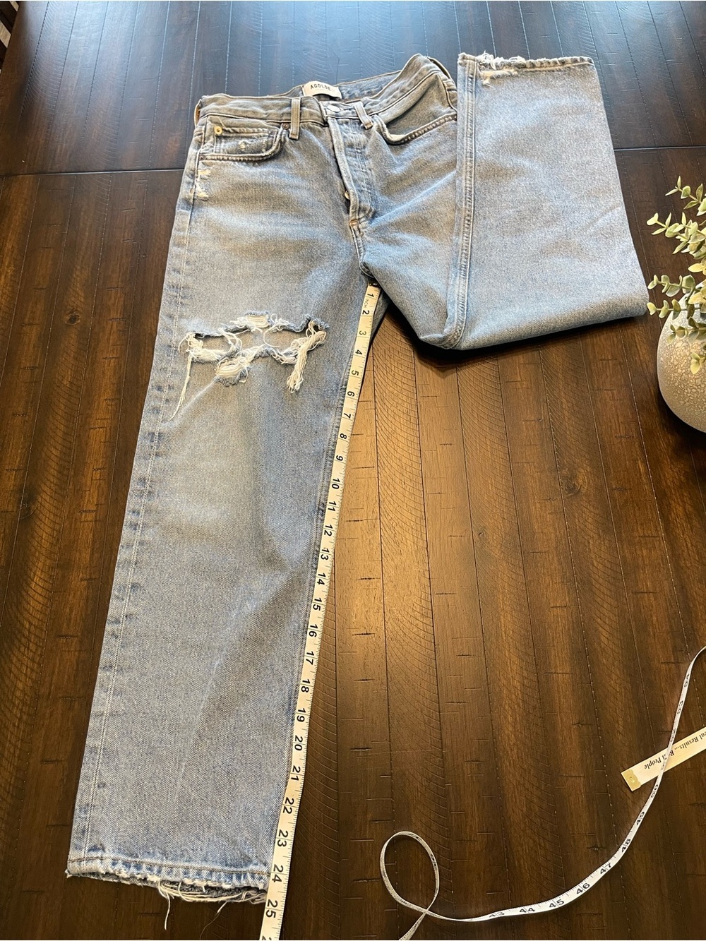 Agolde Crop Light Wash Straight-Leg Jeans with Distressing - Picture 6 of 6